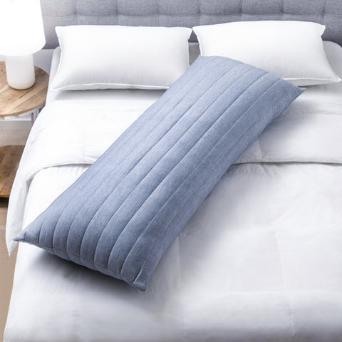 Ice Blue ChillMax Body Pillow, filled generously with 100% down-alternative polyester.
